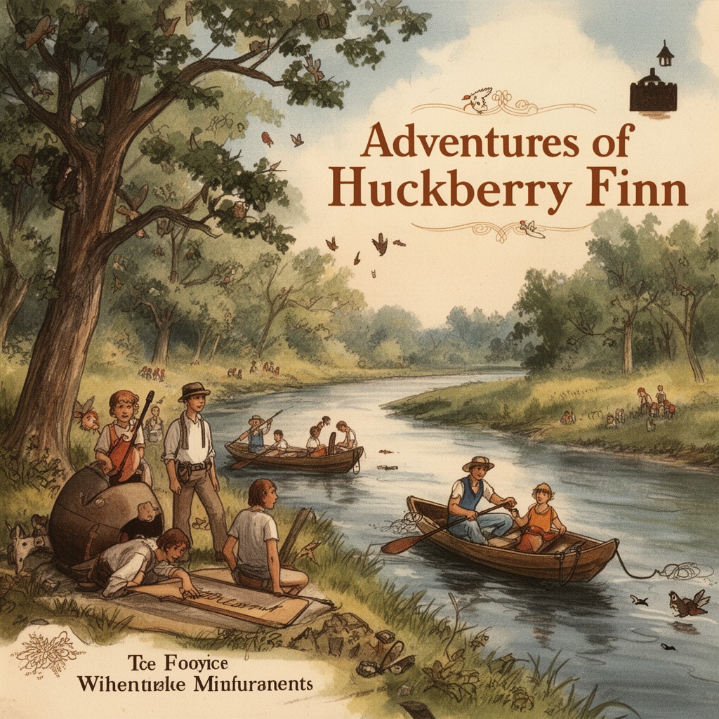 AI-generated illustration of Adventures of Huckleberry Finn