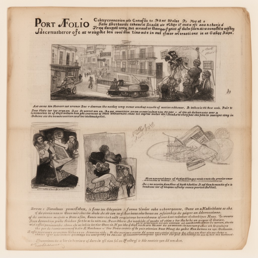 AI-generated illustration of Port Folio (Philadelphia periodical)