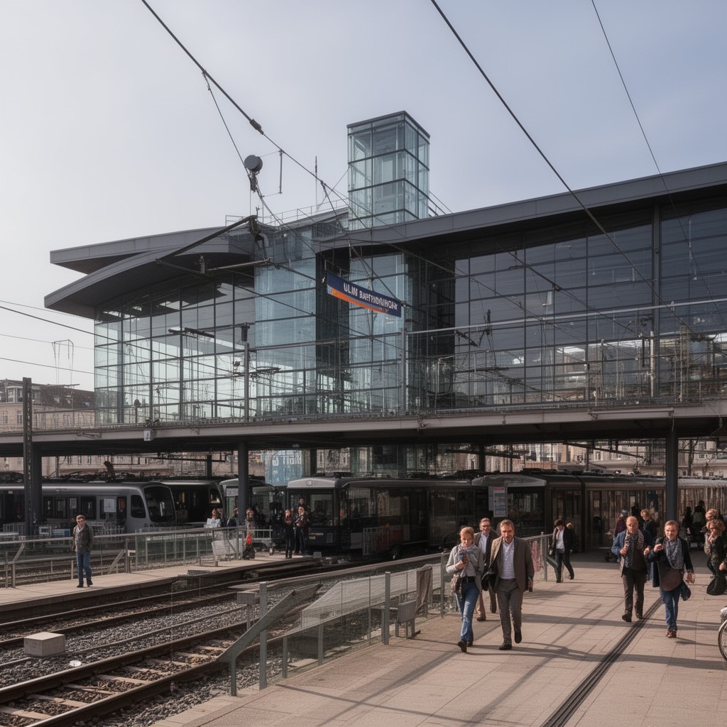 AI-generated illustration of Ulm Hauptbahnhof
