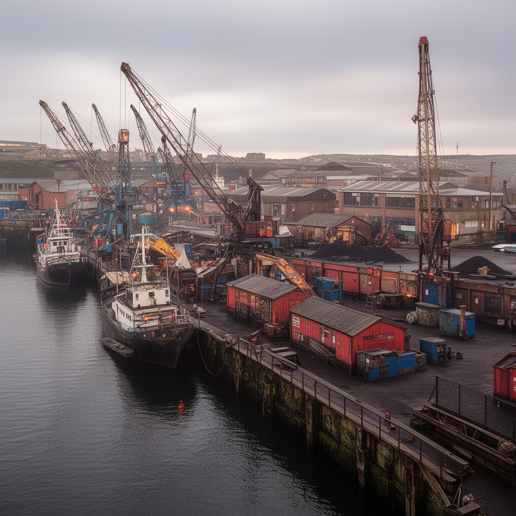 AI-generated illustration of Methil Docks