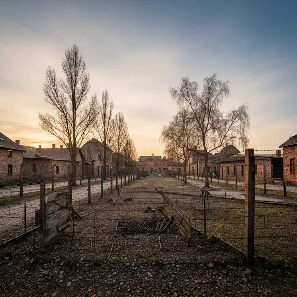 AI-generated illustration of AuschwitzBirkenau