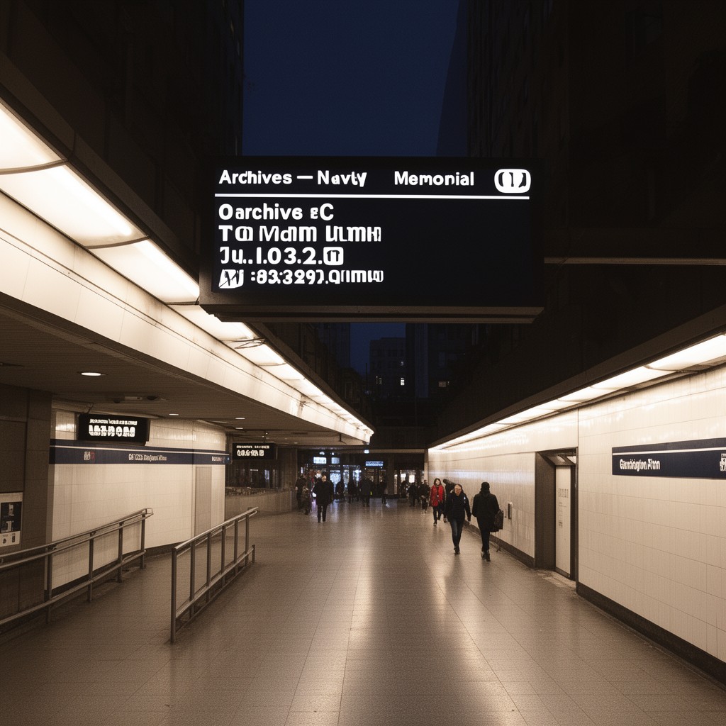 AI-generated illustration of Archives–Navy Memorial–Penn Quarter station