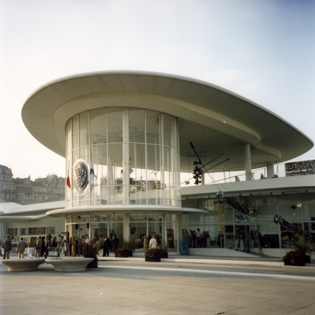 AI-generated illustration of U.S. Pavilion at the 1958 Brussels World’s Fair (Expo 58)
