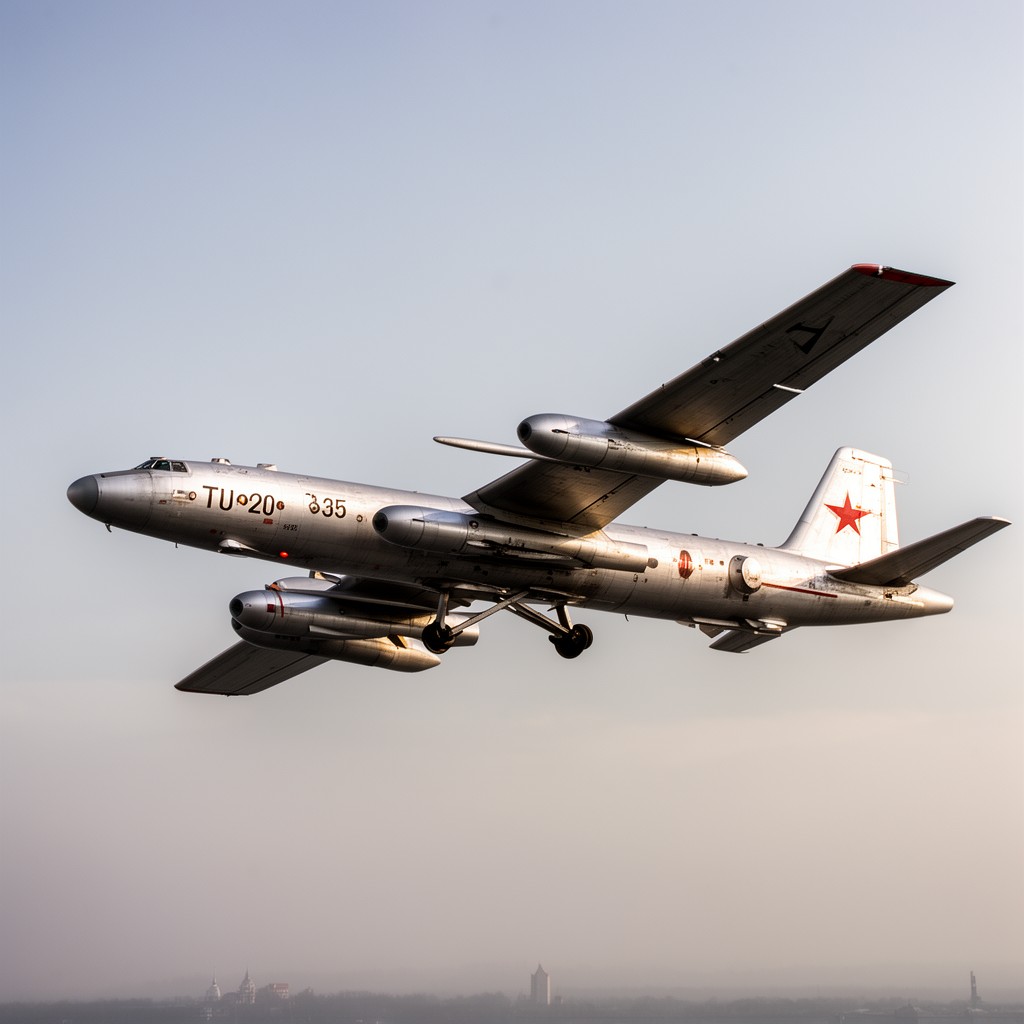 AI-generated illustration of Tupolev Tu-20 / Tu-95 strategic bomber