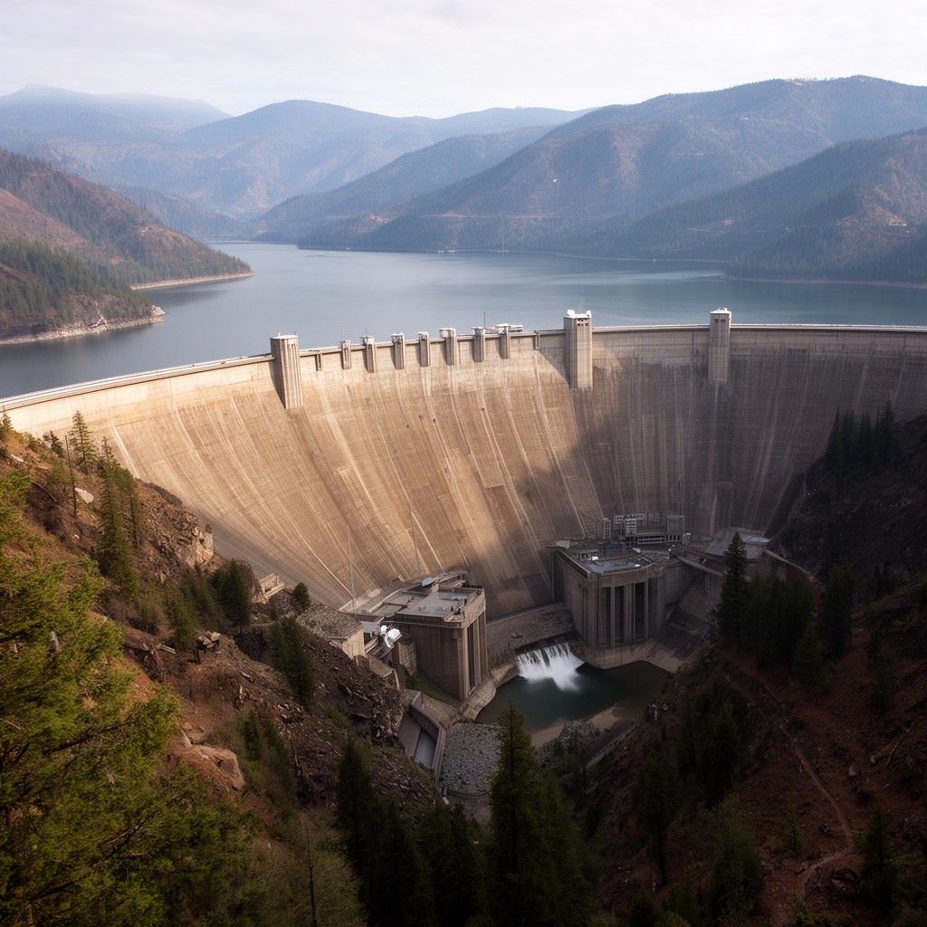 AI-generated illustration of Shasta Dam