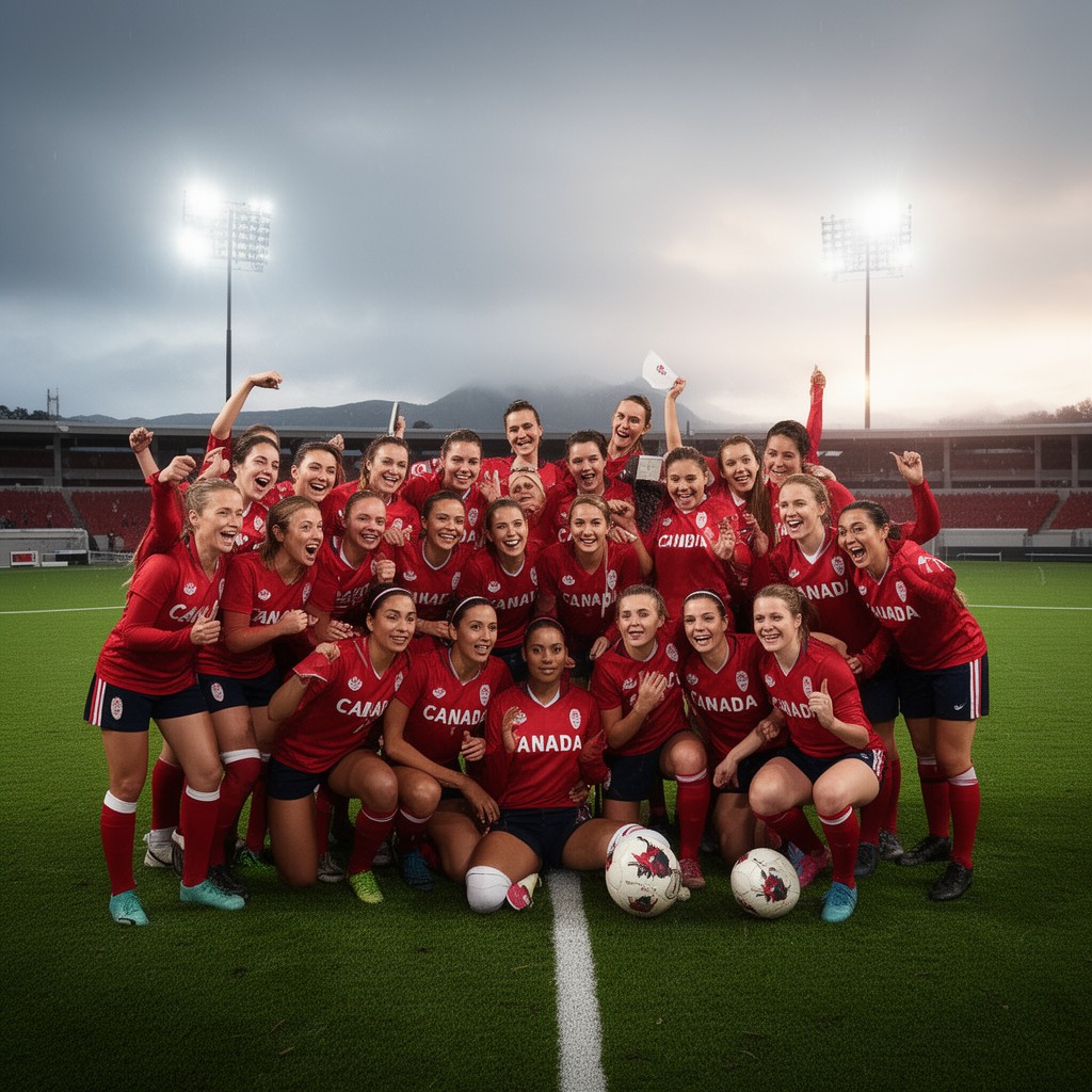 AI-generated illustration of Canada women's national under-20 soccer team