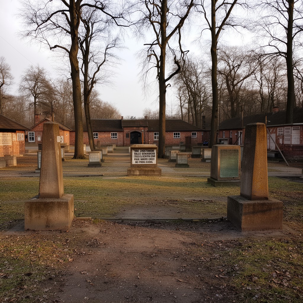 AI-generated illustration of Chełmno extermination camp memorial site