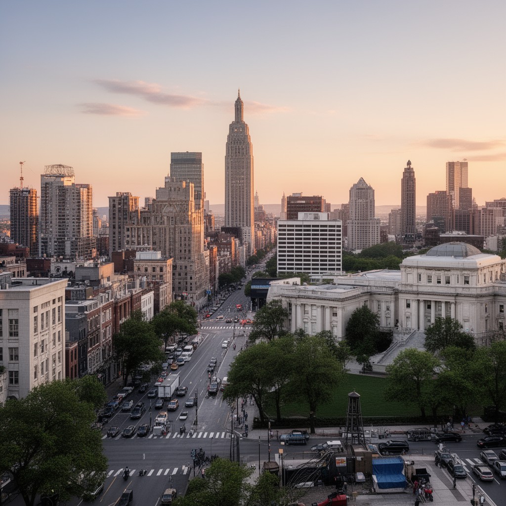 AI-generated illustration of Philadelphia and Washington, D.C.