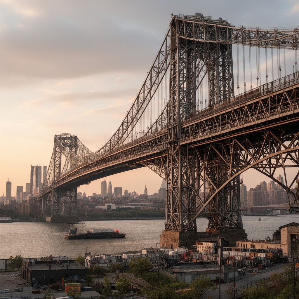 AI-generated illustration of Hell Gate Bridge