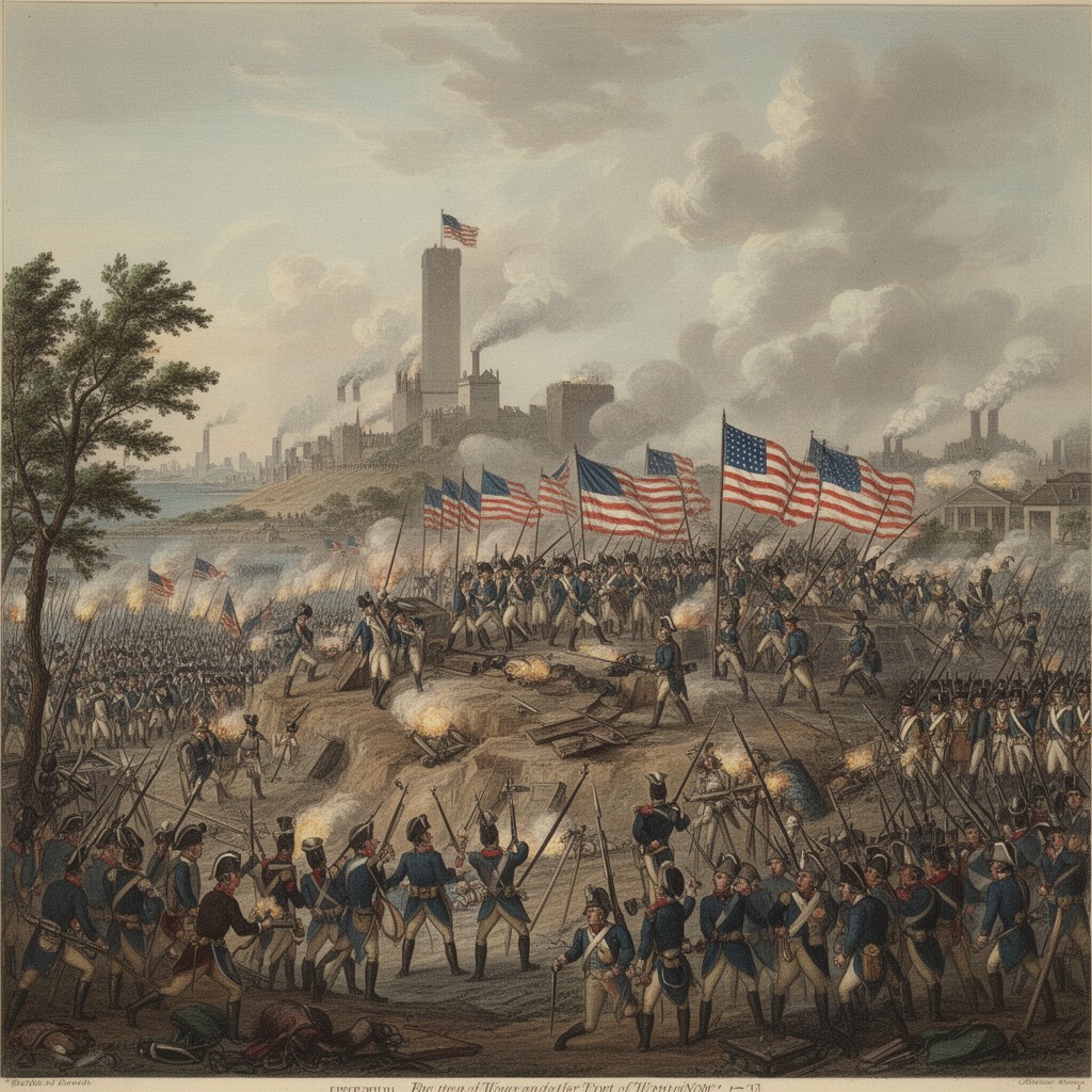 AI-generated illustration of Battle of Fort Washington