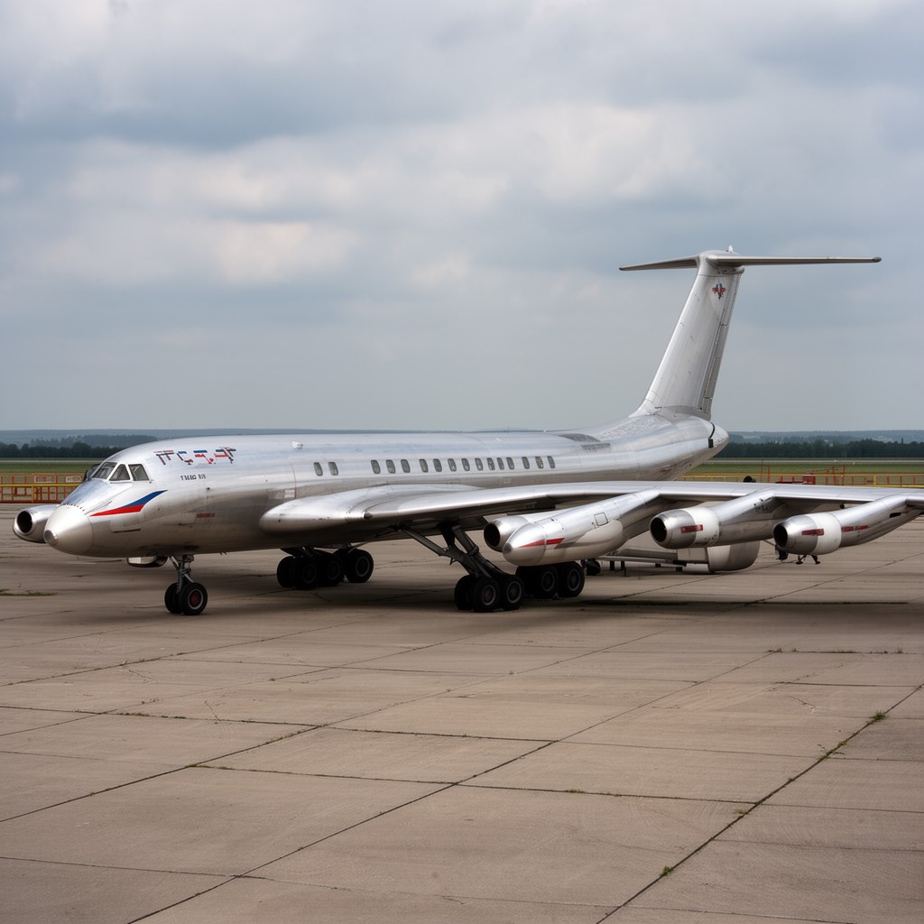 AI-generated illustration of Tupolev Tu-104 jet airliner