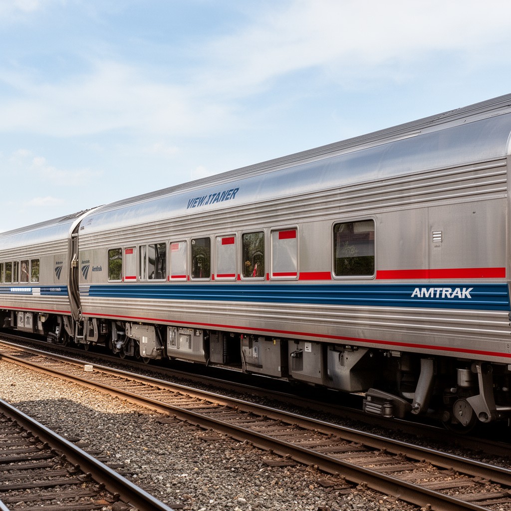 AI-generated illustration of Viewliner baggage-dormitory cars