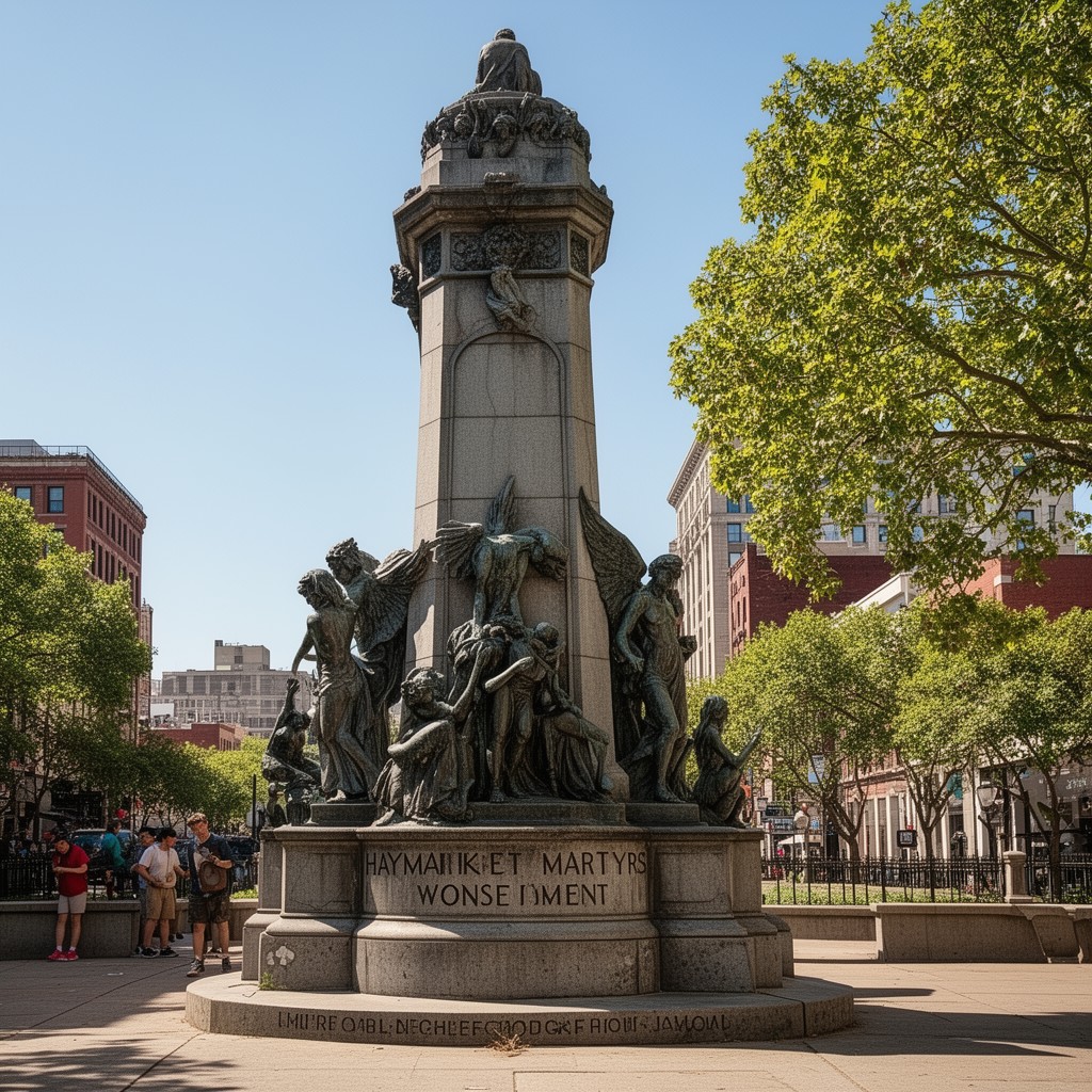AI-generated illustration of Haymarket Martyrs’ Monument