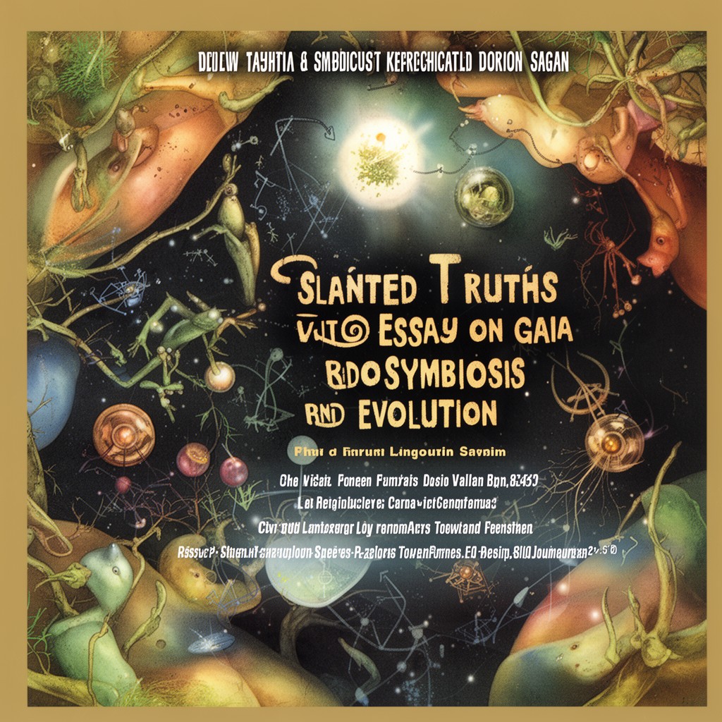 AI-generated illustration of Slanted Truths: Essays on Gaia, Symbiosis, and Evolution