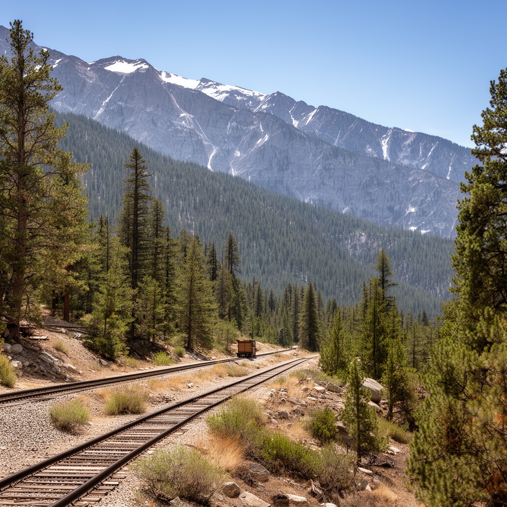AI-generated illustration of Central Pacific Railroad historic route