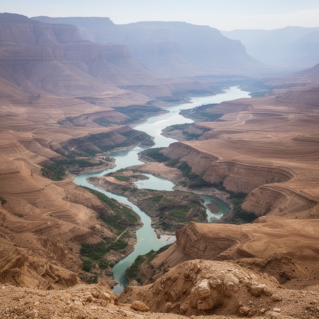 AI-generated illustration of Jordan Rift Valley