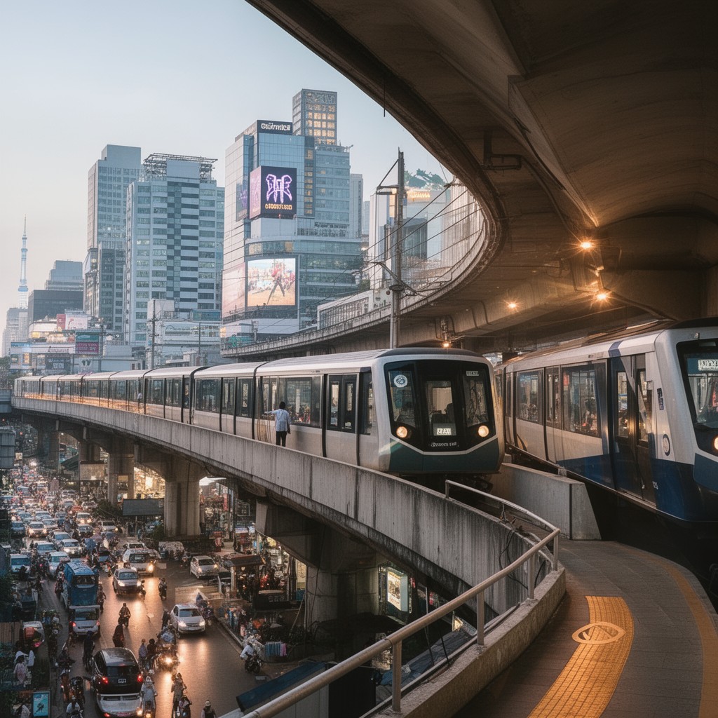 AI-generated illustration of BTS Skytrain