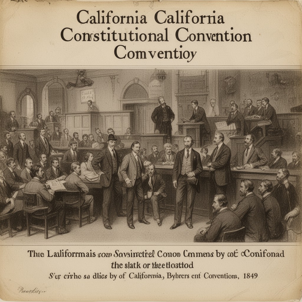 AI-generated illustration of California constitutional convention of 1849 (as law‑making body for U.S. statehood)