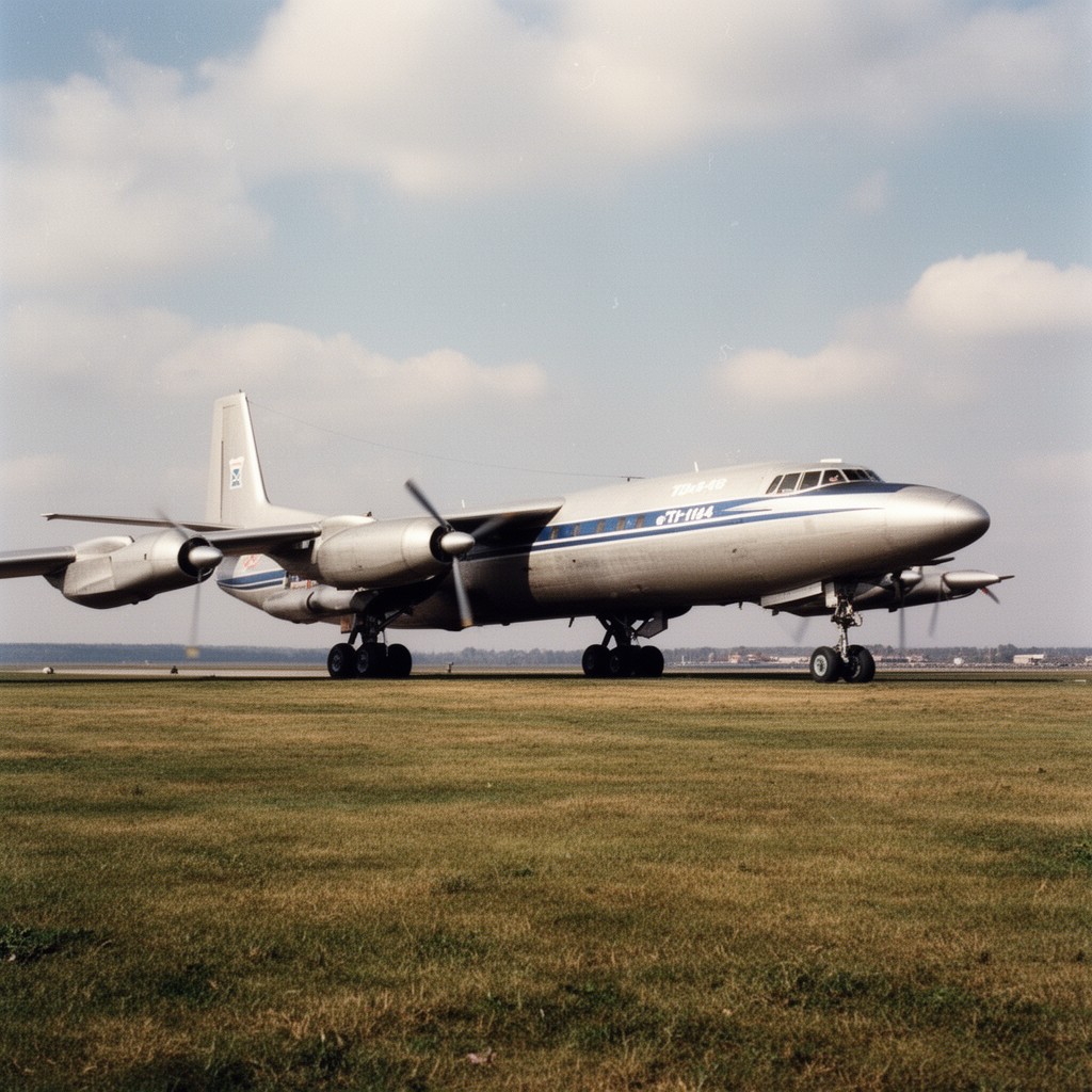 AI-generated illustration of Tupolev Tu-114 airliner