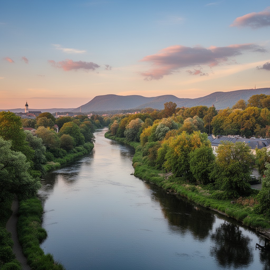 AI-generated illustration of River Leine