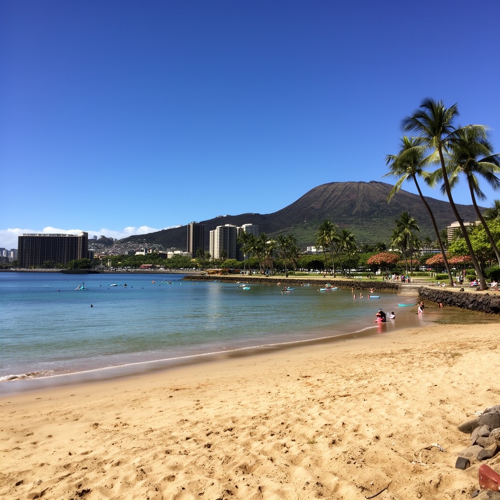 AI-generated illustration of Ala Moana Beach