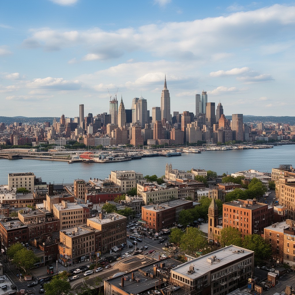 AI-generated illustration of Weehawken, New Jersey