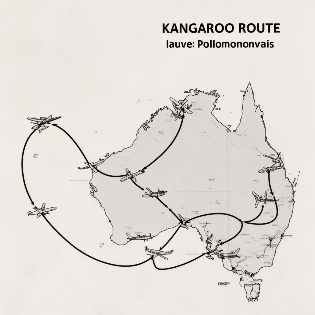 AI-generated illustration of Kangaroo Route between Australia and the United Kingdom