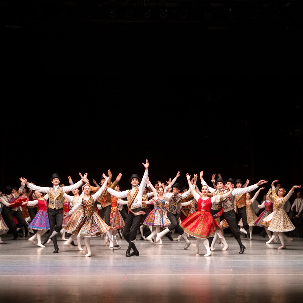 AI-generated illustration of Georgian National Ballet ensembles