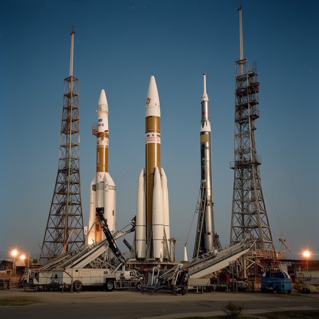 AI-generated illustration of Luna program launch vehicles