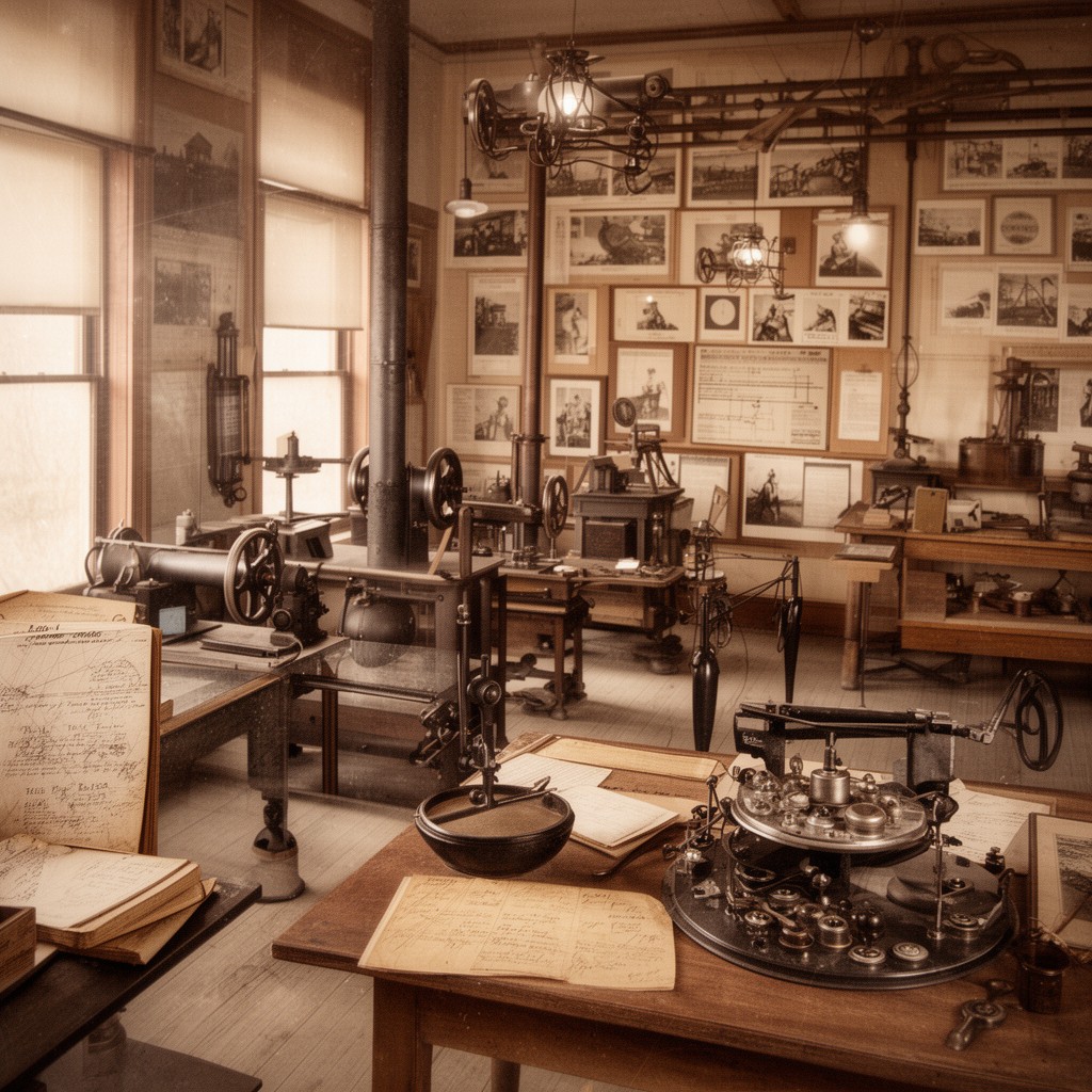AI-generated illustration of West Orange Laboratory