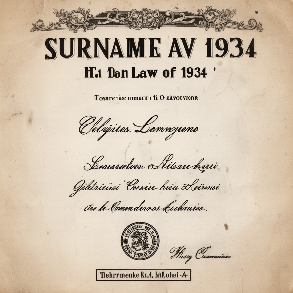 AI-generated illustration of Surname Law of 1934