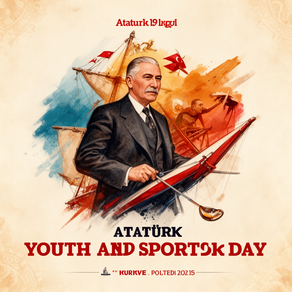 AI-generated illustration of Atatürk, Youth and Sports Day