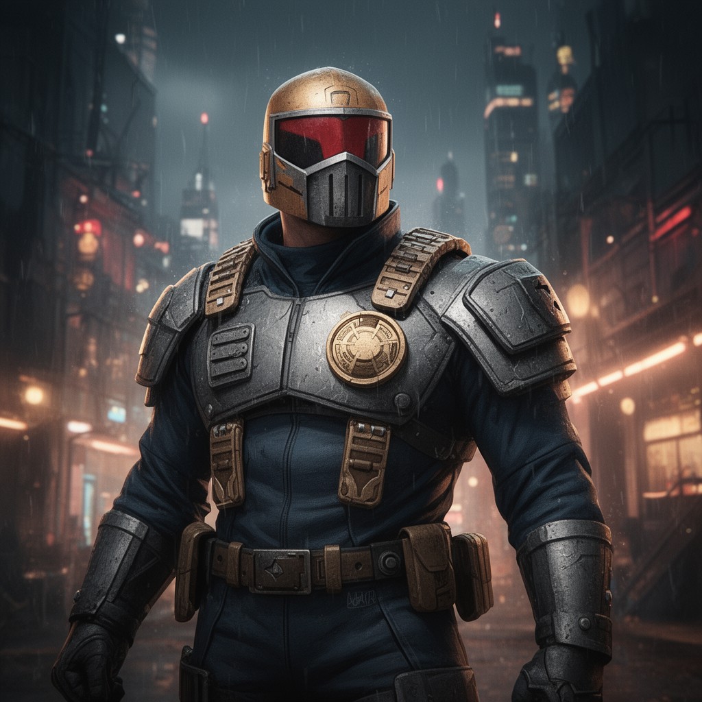 AI-generated illustration of Judge Dredd