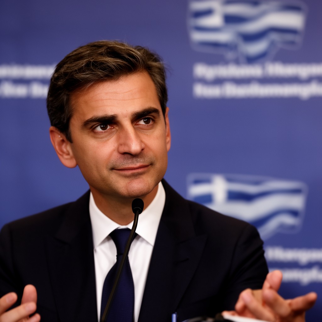 AI-generated illustration of Kyriakos Mitsotakis