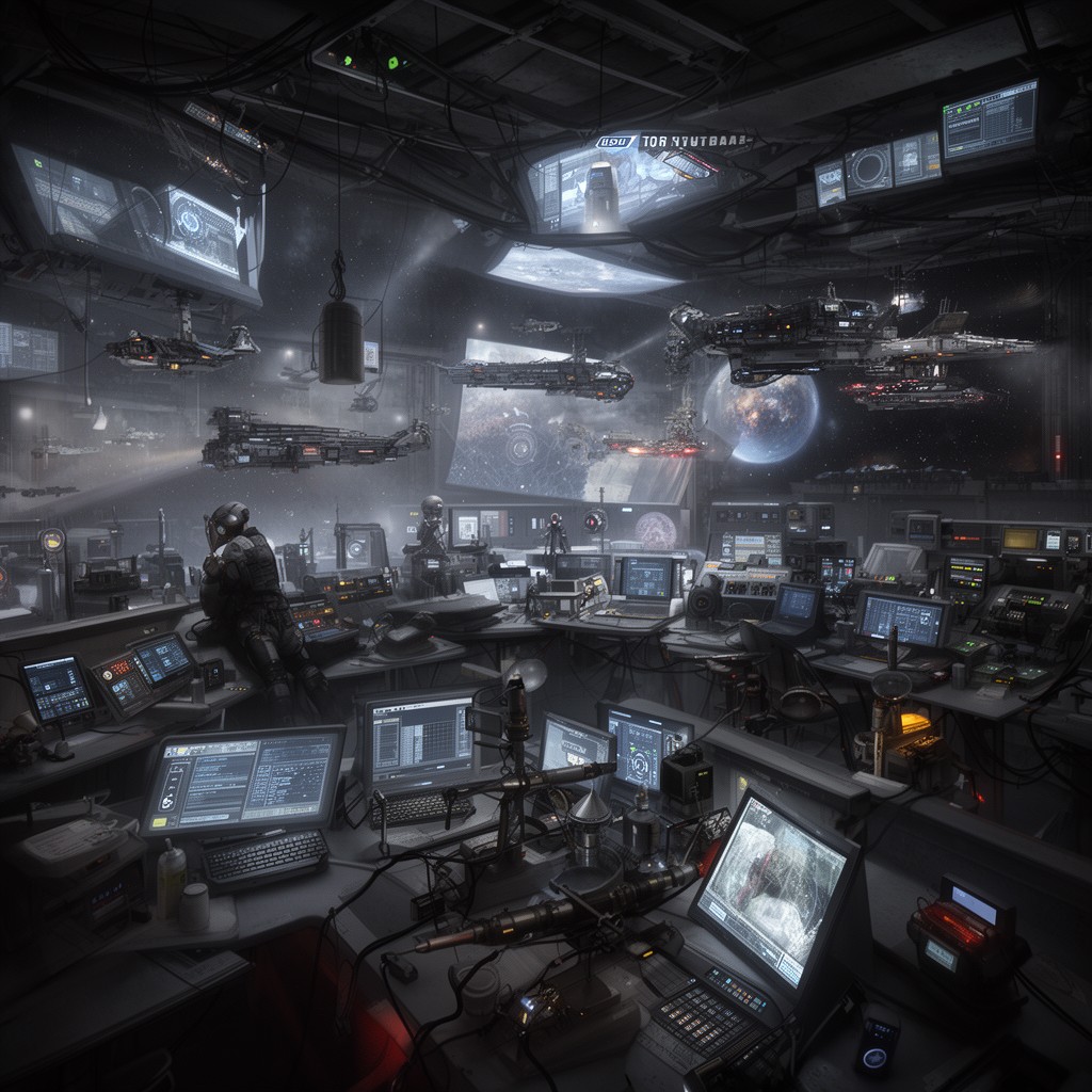 AI-generated illustration of space warfare command