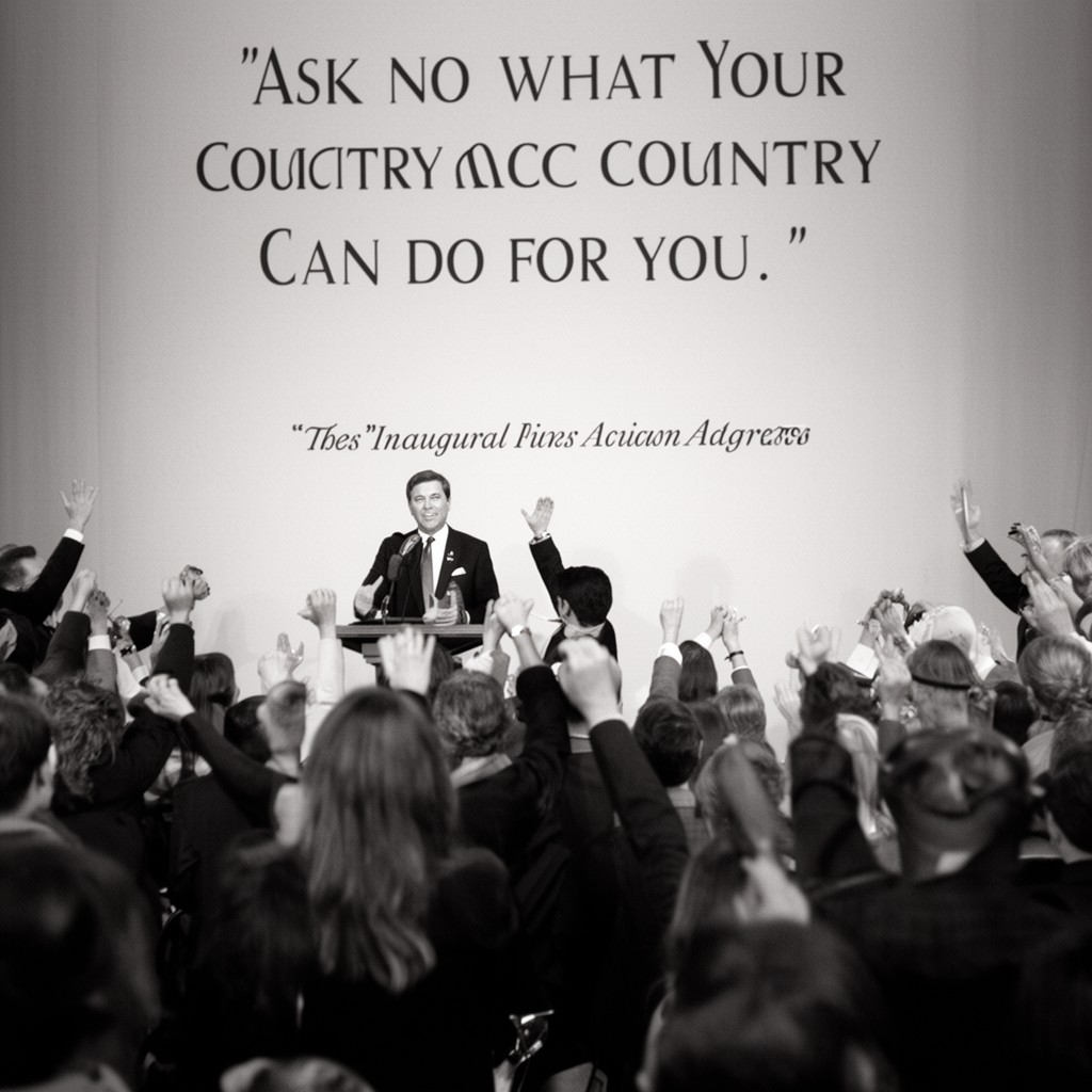 AI-generated illustration of Inaugural Address "Ask not what your country can do for you"