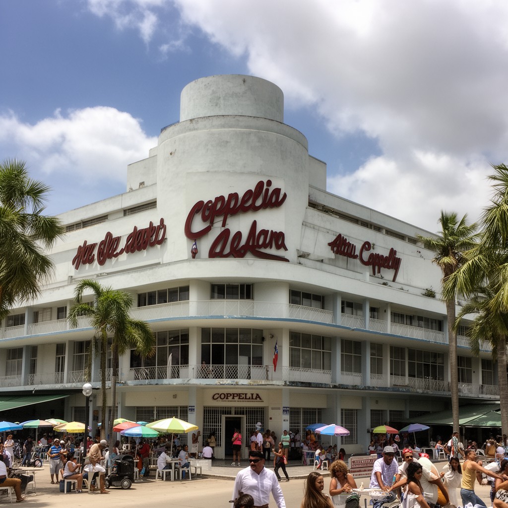 AI-generated illustration of Coppelia ice cream parlor
