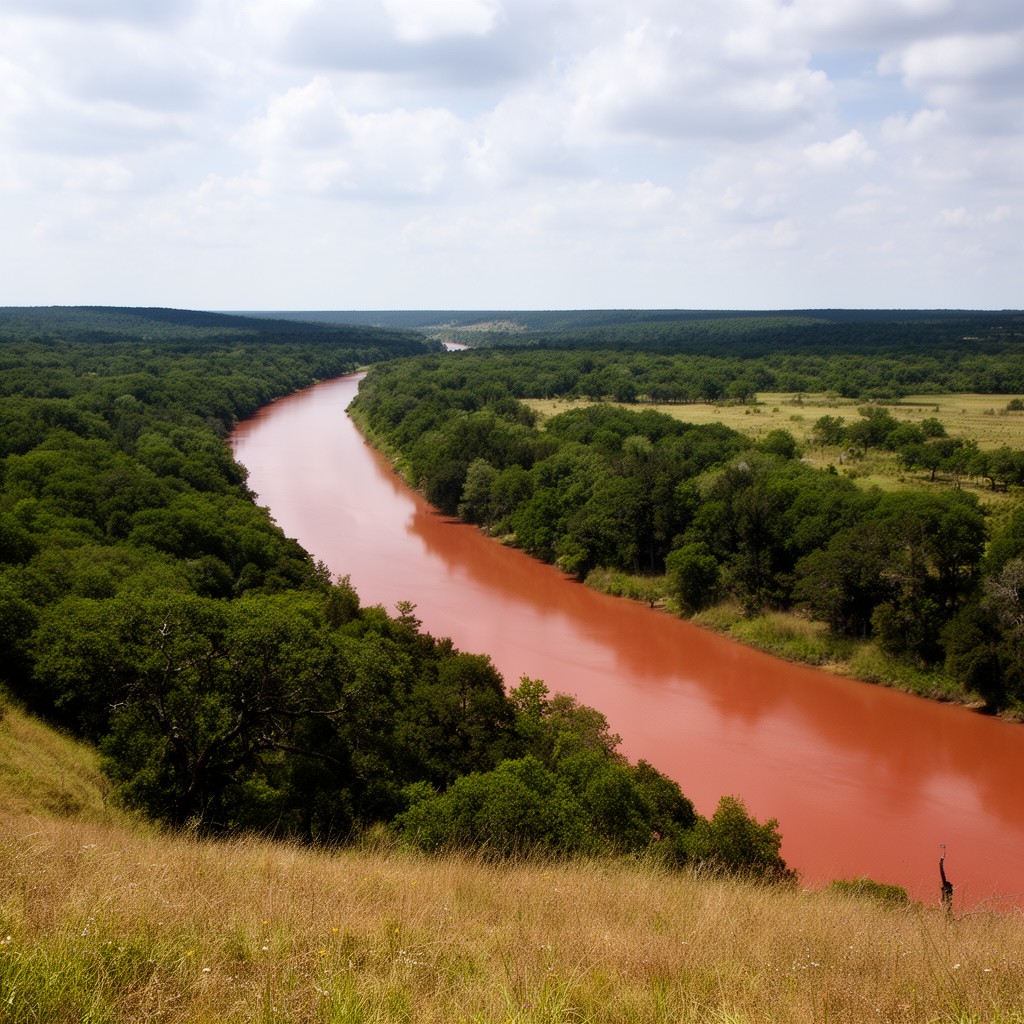 AI-generated illustration of Red River (southeastern boundary area)