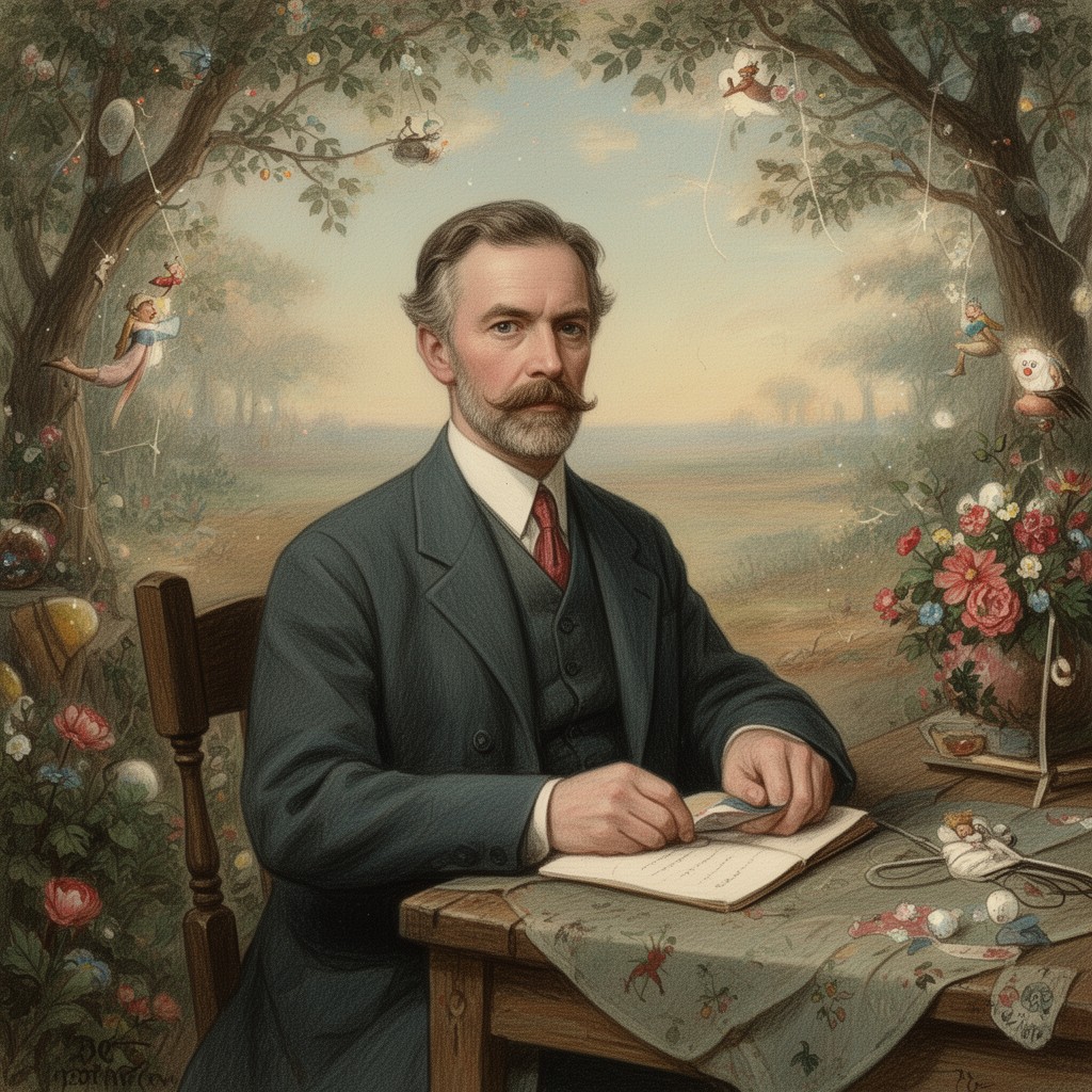 AI-generated illustration of J. M. Barrie