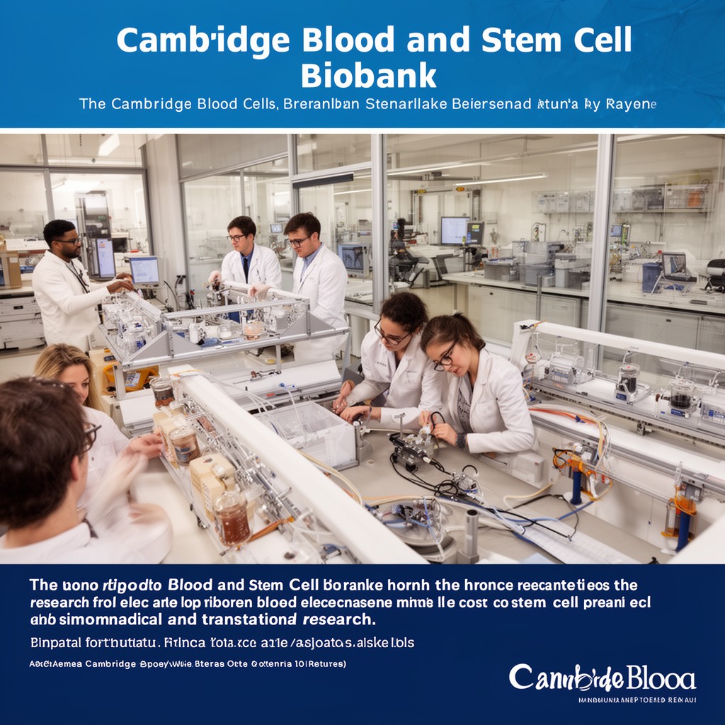 AI-generated illustration of Cambridge Blood and Stem Cell Biobank
