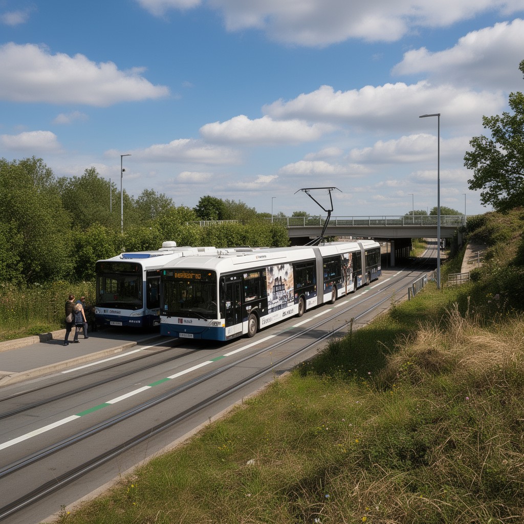 AI-generated illustration of Cambridge Guided Busway