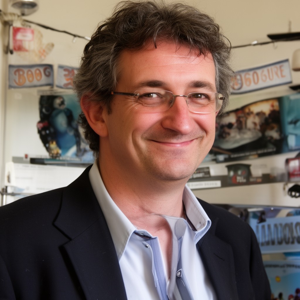 AI-generated illustration of Frank Cottrell-Boyce