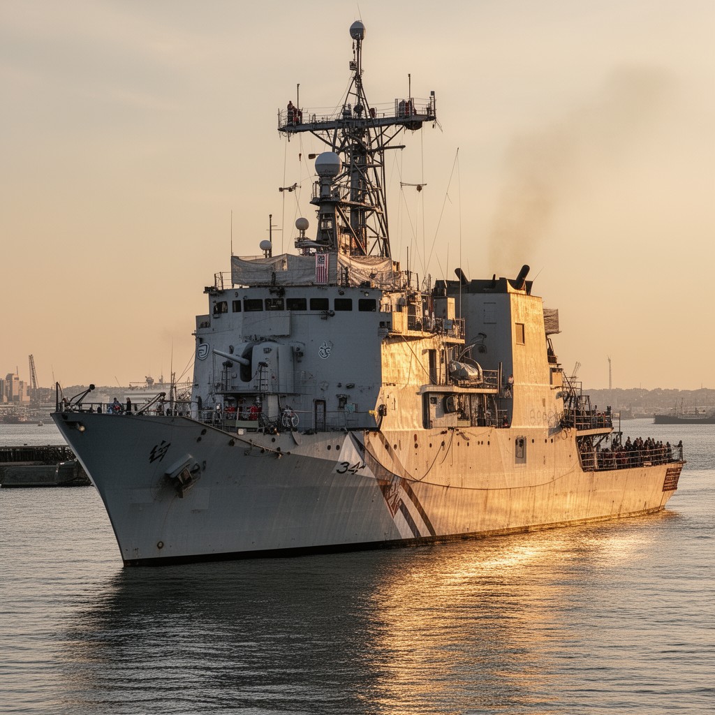AI-generated illustration of USCGC Commodore Barry (WHEC-34) named in his honor