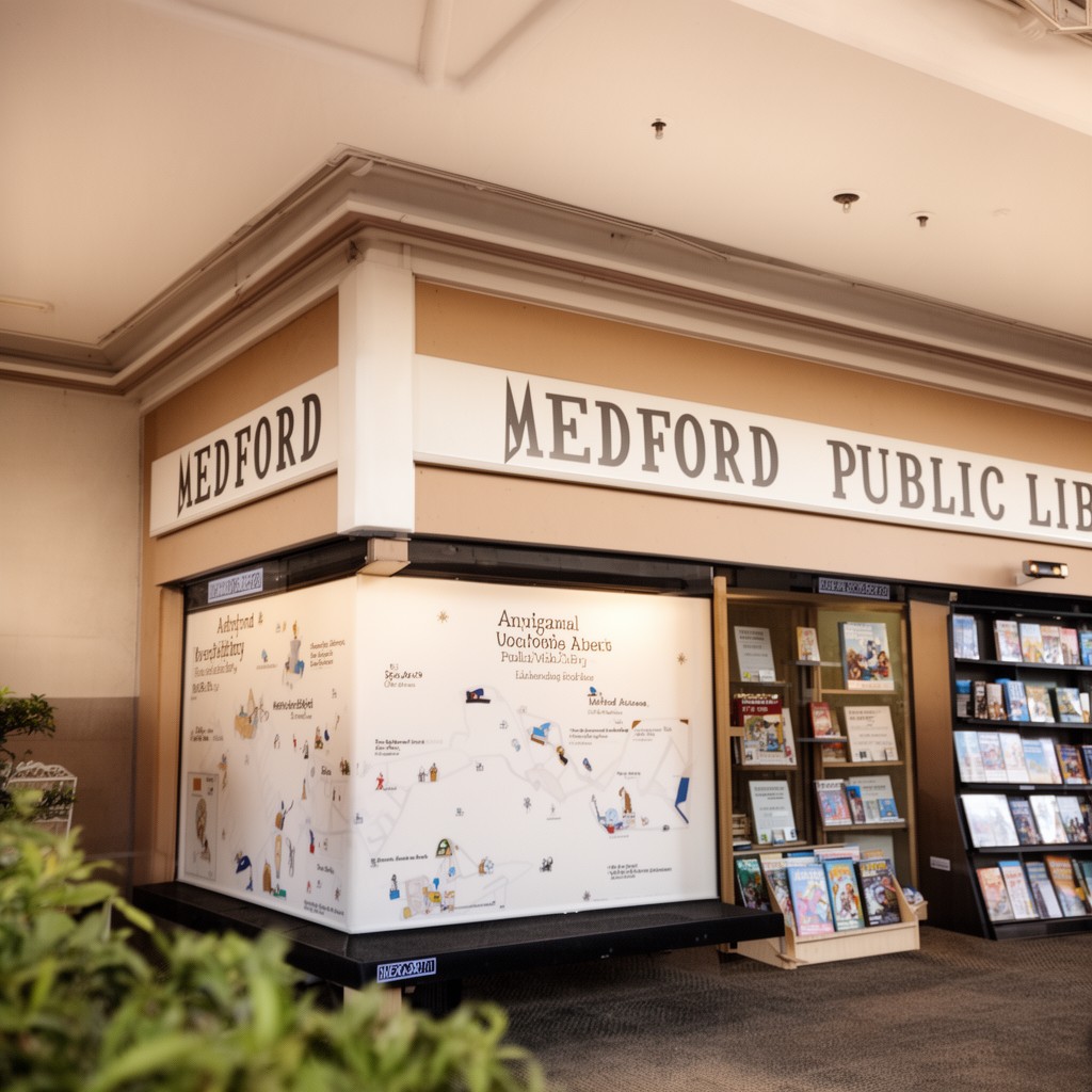 AI-generated illustration of Medford Public Library