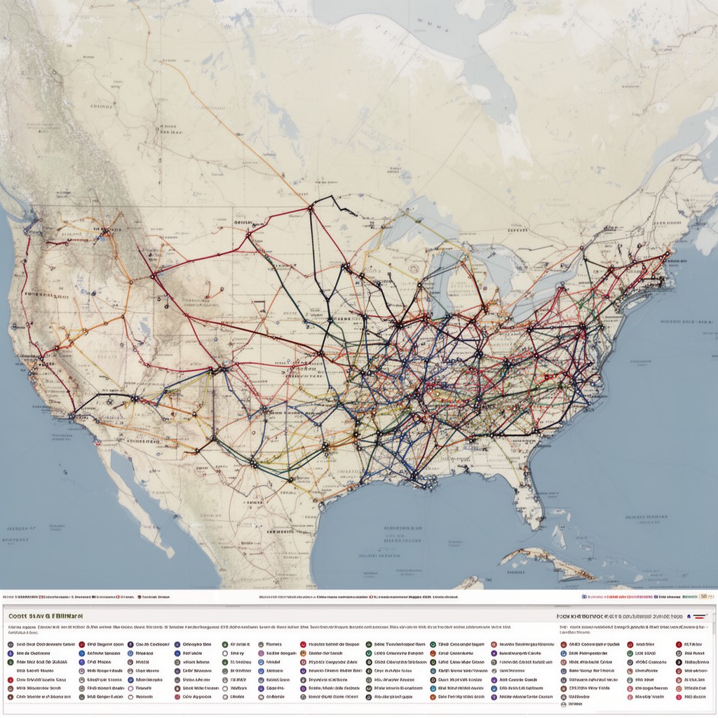 AI-generated illustration of North American rail network