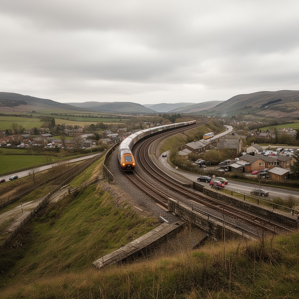 AI-generated illustration of Glasgow–Carlisle route