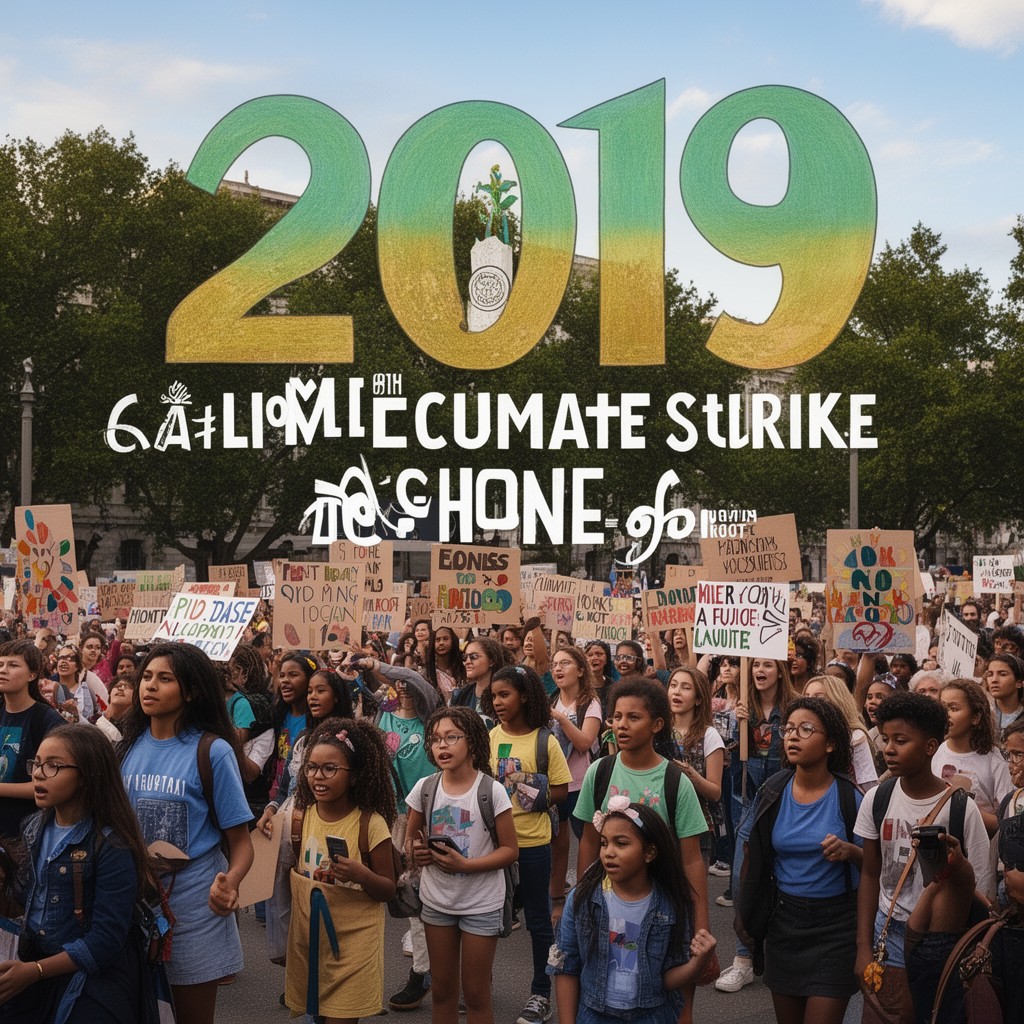 AI-generated illustration of 2019 Global Climate Strike