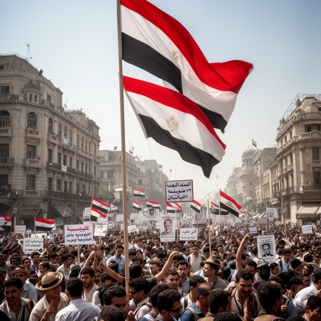 AI-generated illustration of Egyptian revolution of 1952
