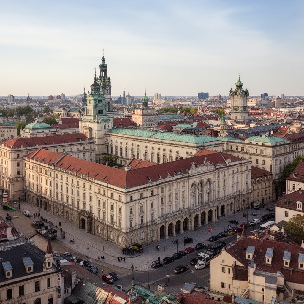 AI-generated illustration of Sejm complex in Warsaw