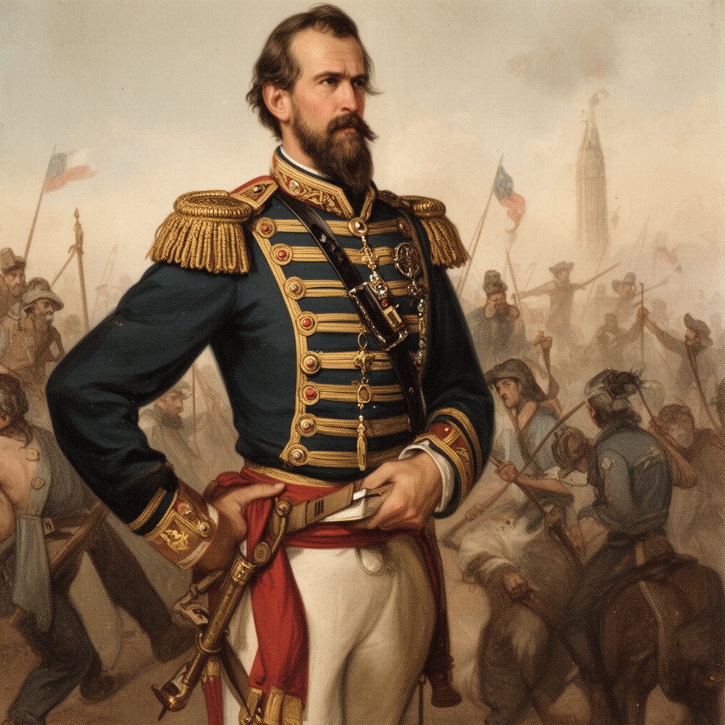 AI-generated illustration of Major General (Texian Army)
